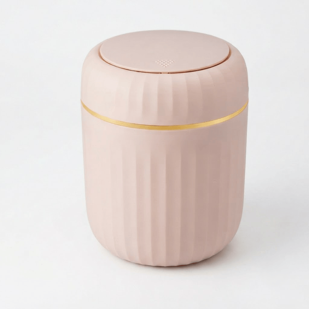 Mini Poubelle de Bureau Design avec Couvercle Cannelé
