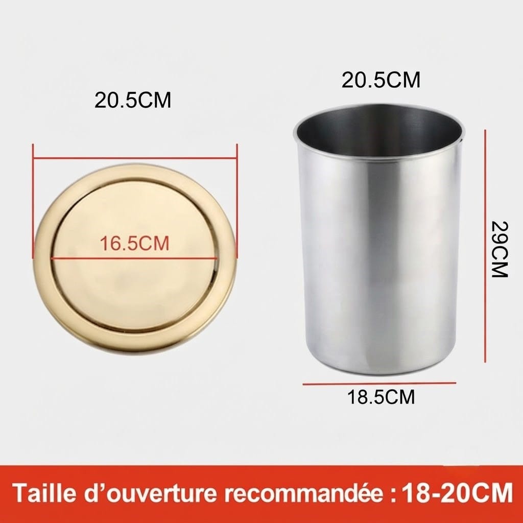 Poubelle encastrable ronde en inox pour plan de travail