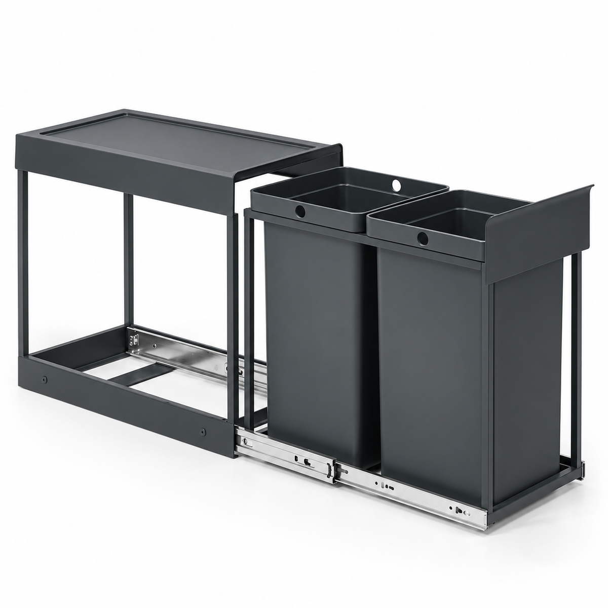 Poubelle sous évier coulissante 2x15L – Double compartiment de tri