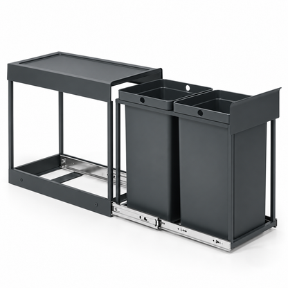 Poubelle sous évier coulissante 2x15L – Double compartiment de tri