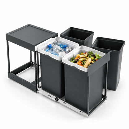 Poubelle sous évier coulissante 2x15L – Double compartiment de tri