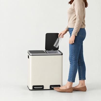 Poubelle de tri cuisine 2 compartiments 30L – Acier design