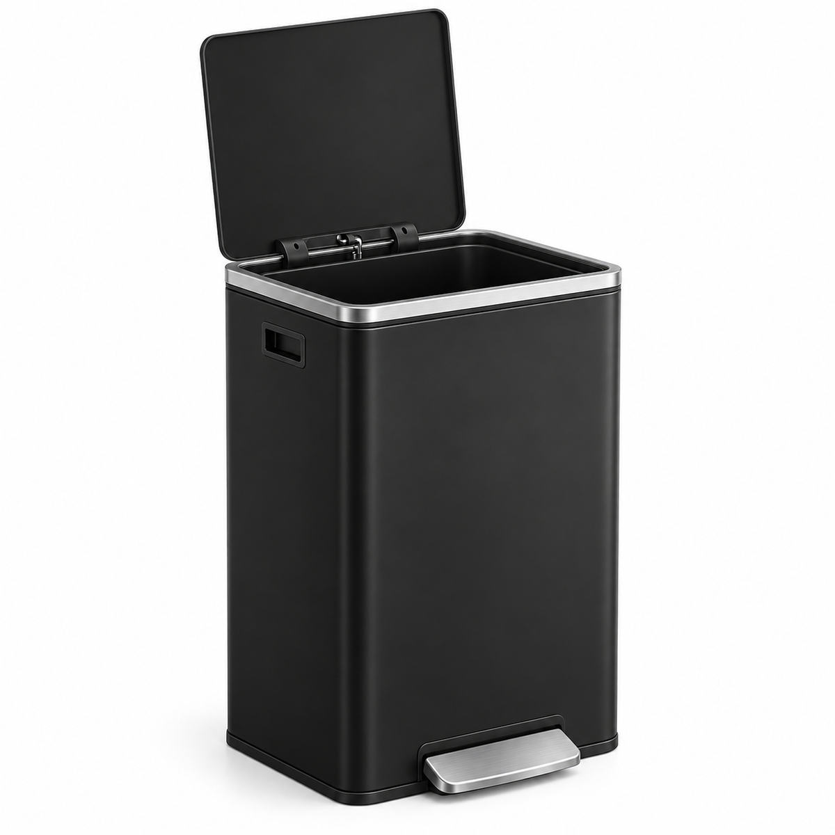 Poubelle cuisine 50L noire en acier – Design élégant et robuste