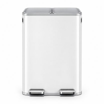 Poubelle double compartiment 60L en acier inoxydable – Tri sélectif design