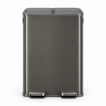 Poubelle double compartiment 60L en acier inoxydable – Tri sélectif design