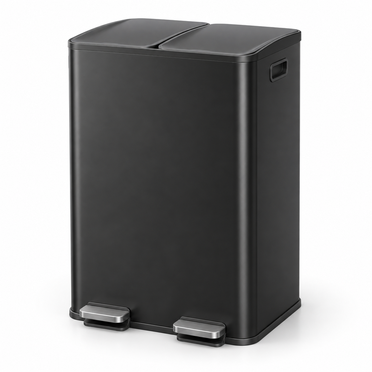 Poubelle double compartiment 60L en acier inoxydable – Tri sélectif design