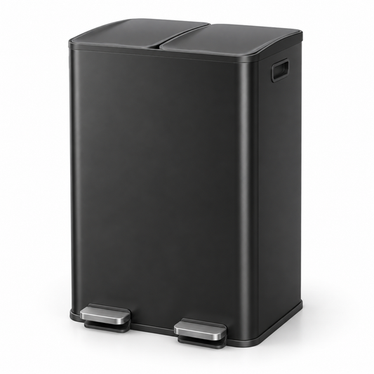Poubelle double compartiment 60L en acier inoxydable – Tri sélectif design