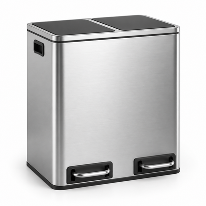 Poubelle de tri cuisine 2 compartiments 30L – Acier design