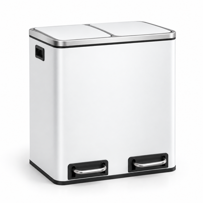 Poubelle de tri cuisine 2 compartiments 30L – Acier design