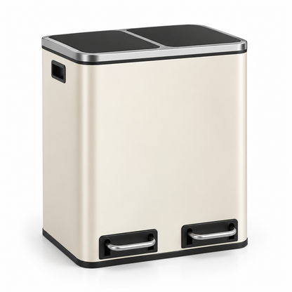 Poubelle de tri cuisine 2 compartiments 30L – Acier design