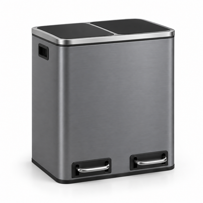 Poubelle de tri cuisine 2 compartiments 30L – Acier design