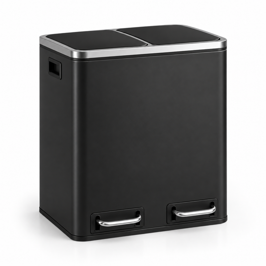 Poubelle de tri cuisine 2 compartiments 30L – Acier design