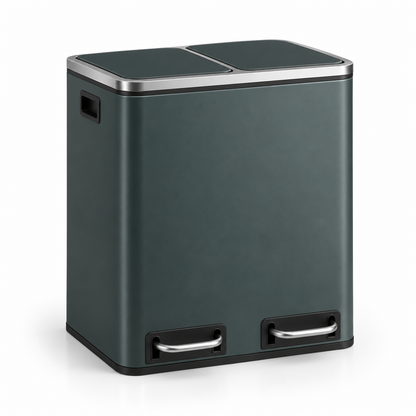 Poubelle de tri cuisine 2 compartiments 30L – Acier design