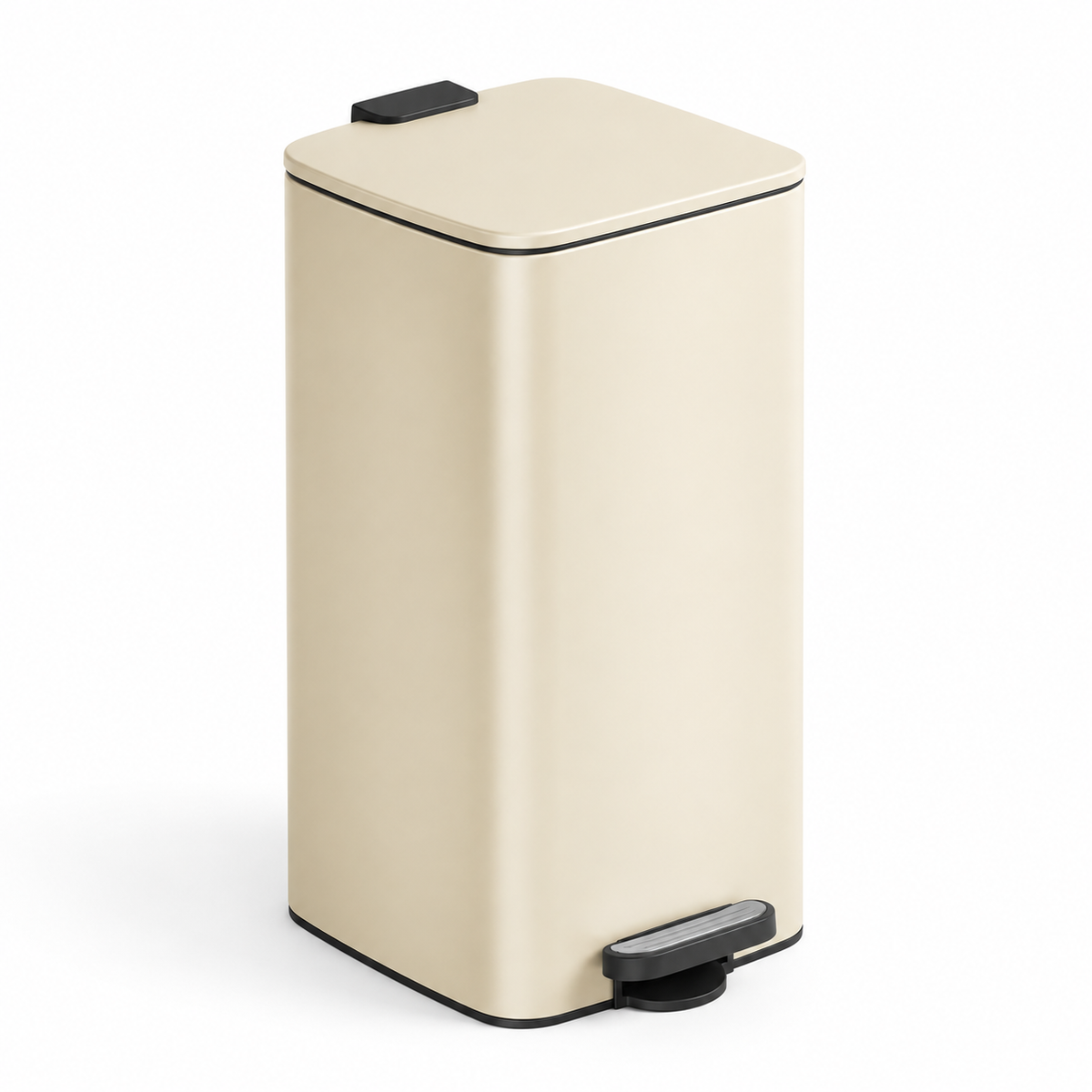 Poubelle Cuisine 30L Rectangulaire en Acier - Beige Sable - Design Élégant