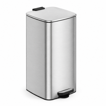 Poubelle Cuisine 30L Rectangulaire en Acier - Beige Sable - Design Élégant