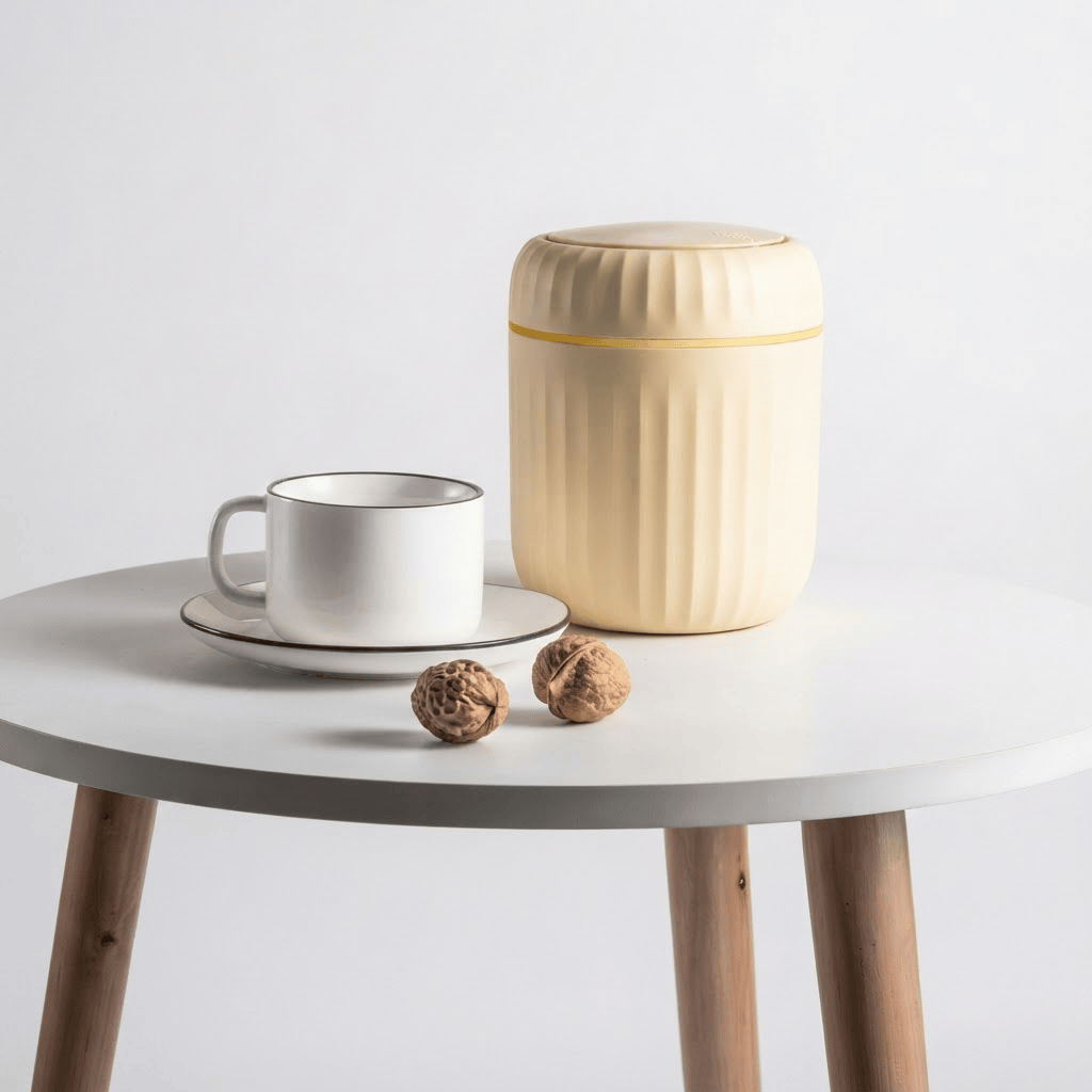 Mini Poubelle de Bureau Design avec Couvercle Cannelé