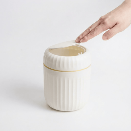 Mini Poubelle de Bureau Design avec Couvercle Cannelé