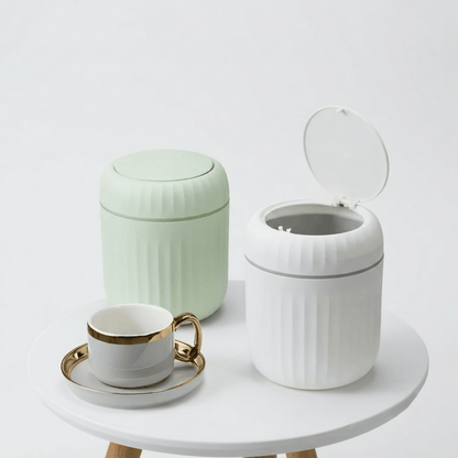 Mini Poubelle de Bureau Design avec Couvercle Cannelé