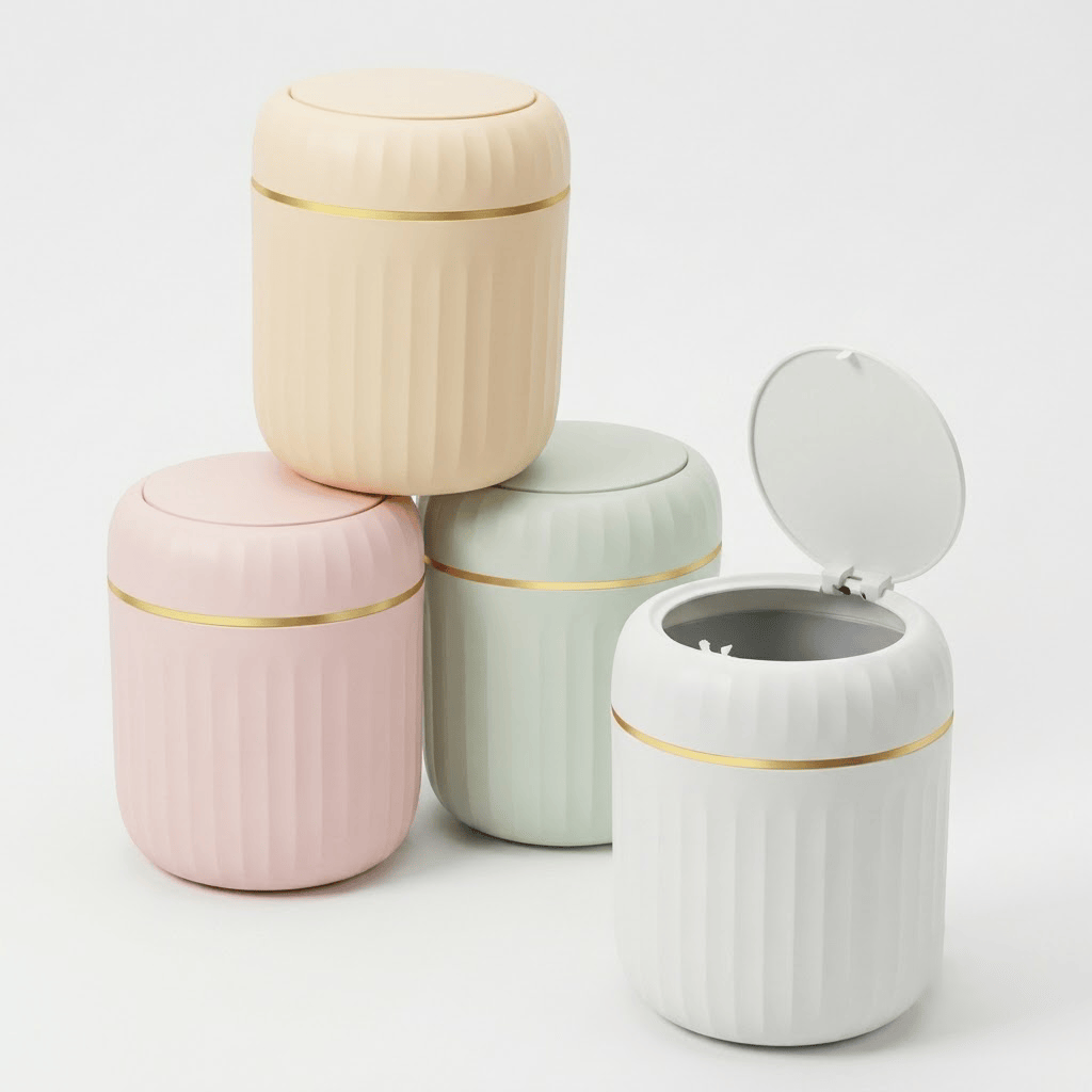 Mini Poubelle de Bureau Design avec Couvercle Cannelé