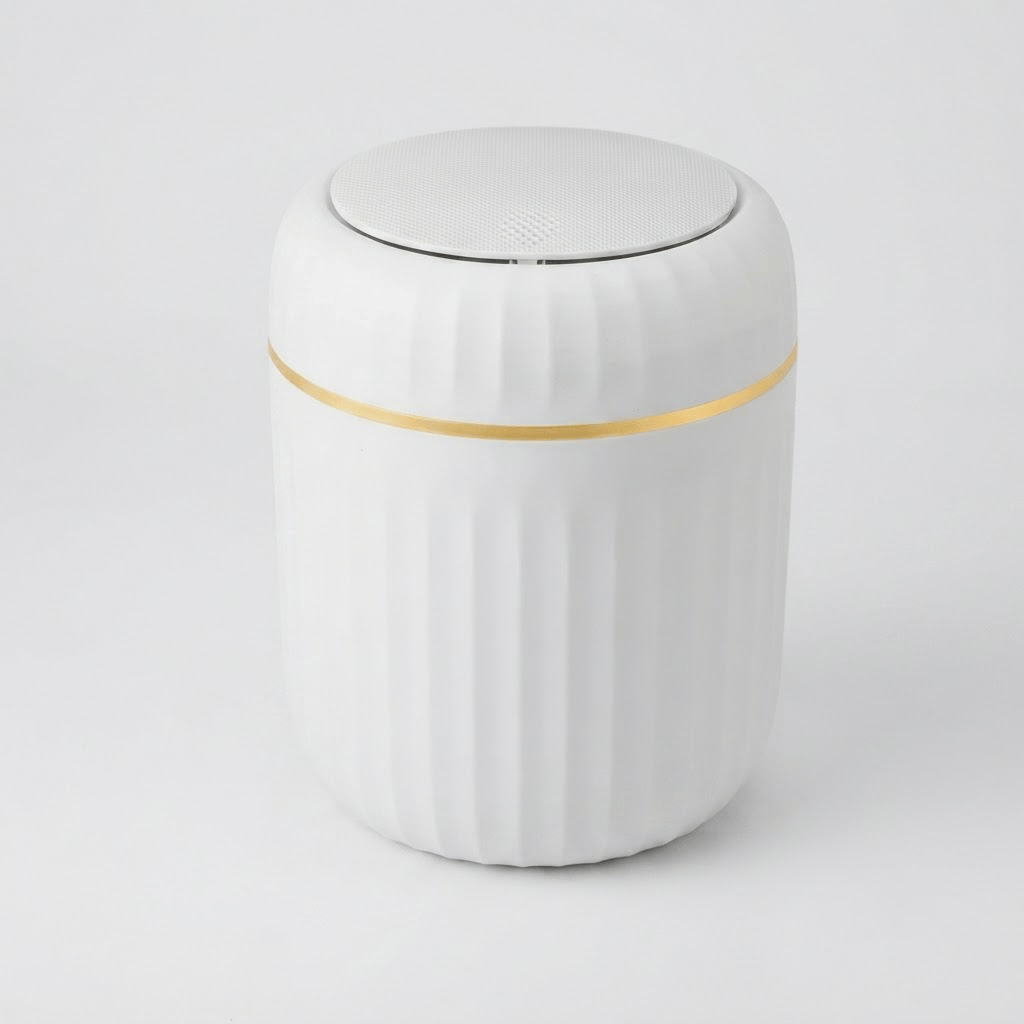 Mini Poubelle de Bureau Design avec Couvercle Cannelé