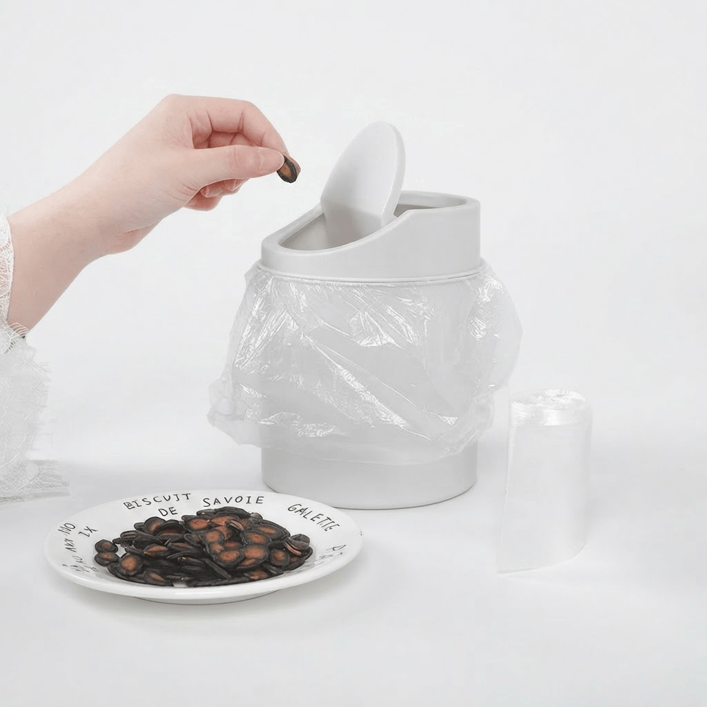 Mini poubelle de salle de bain et bureau compacte à couvercle rabattable