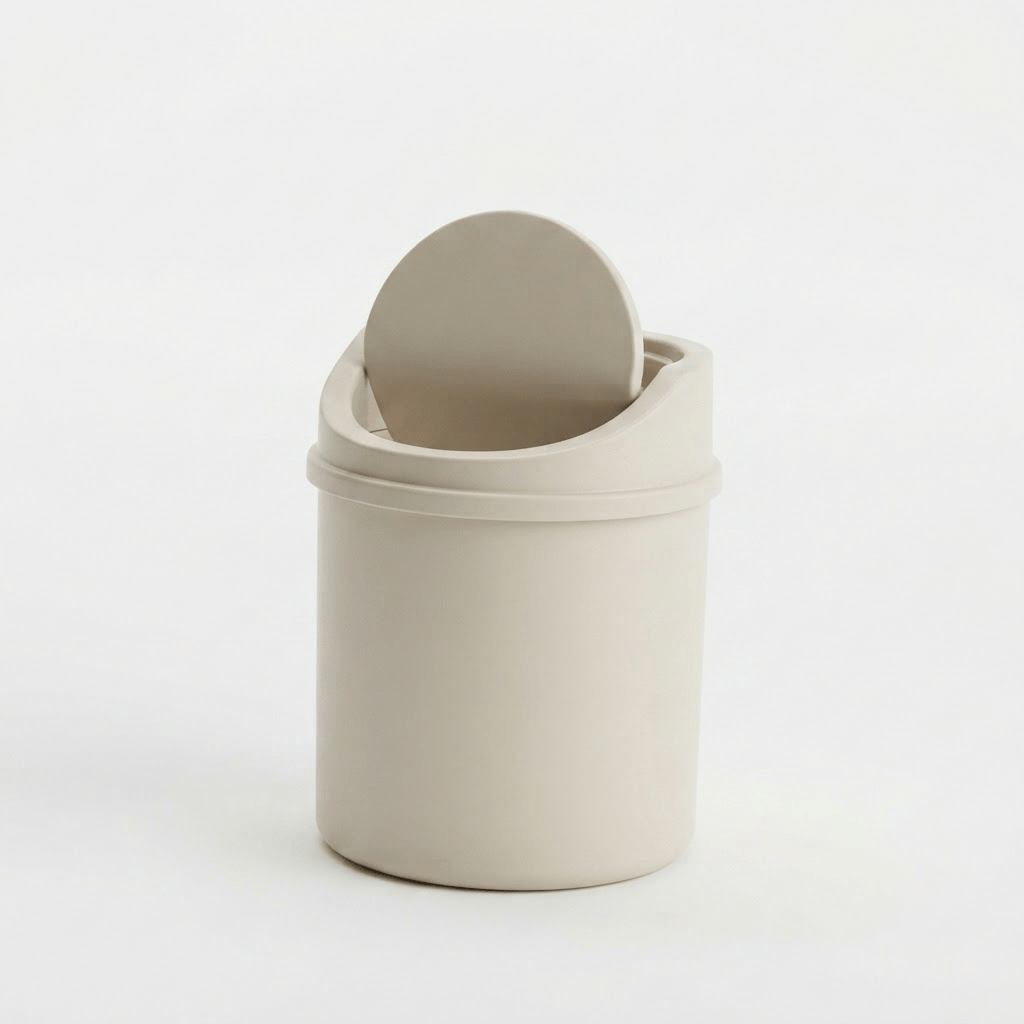 Mini poubelle de salle de bain et bureau compacte à couvercle rabattable