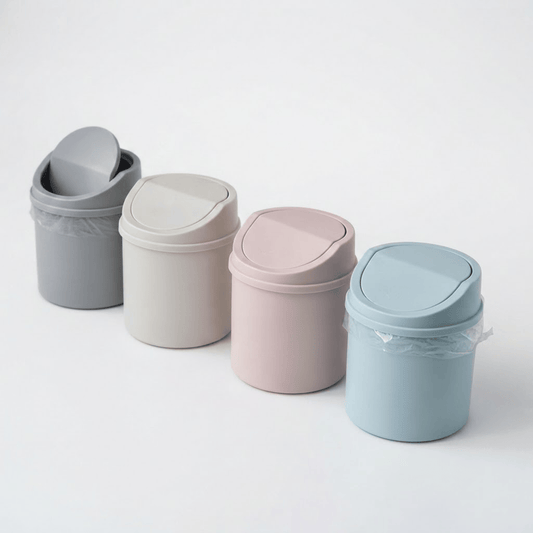 Mini poubelle de salle de bain et bureau compacte à couvercle rabattable