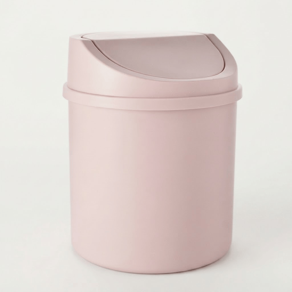 Mini poubelle de salle de bain et bureau compacte à couvercle rabattable