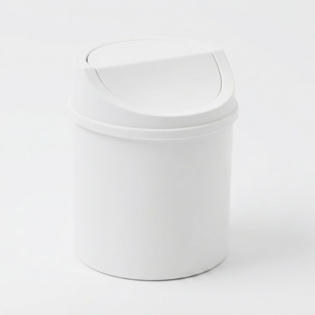 Mini poubelle de salle de bain et bureau compacte à couvercle rabattable