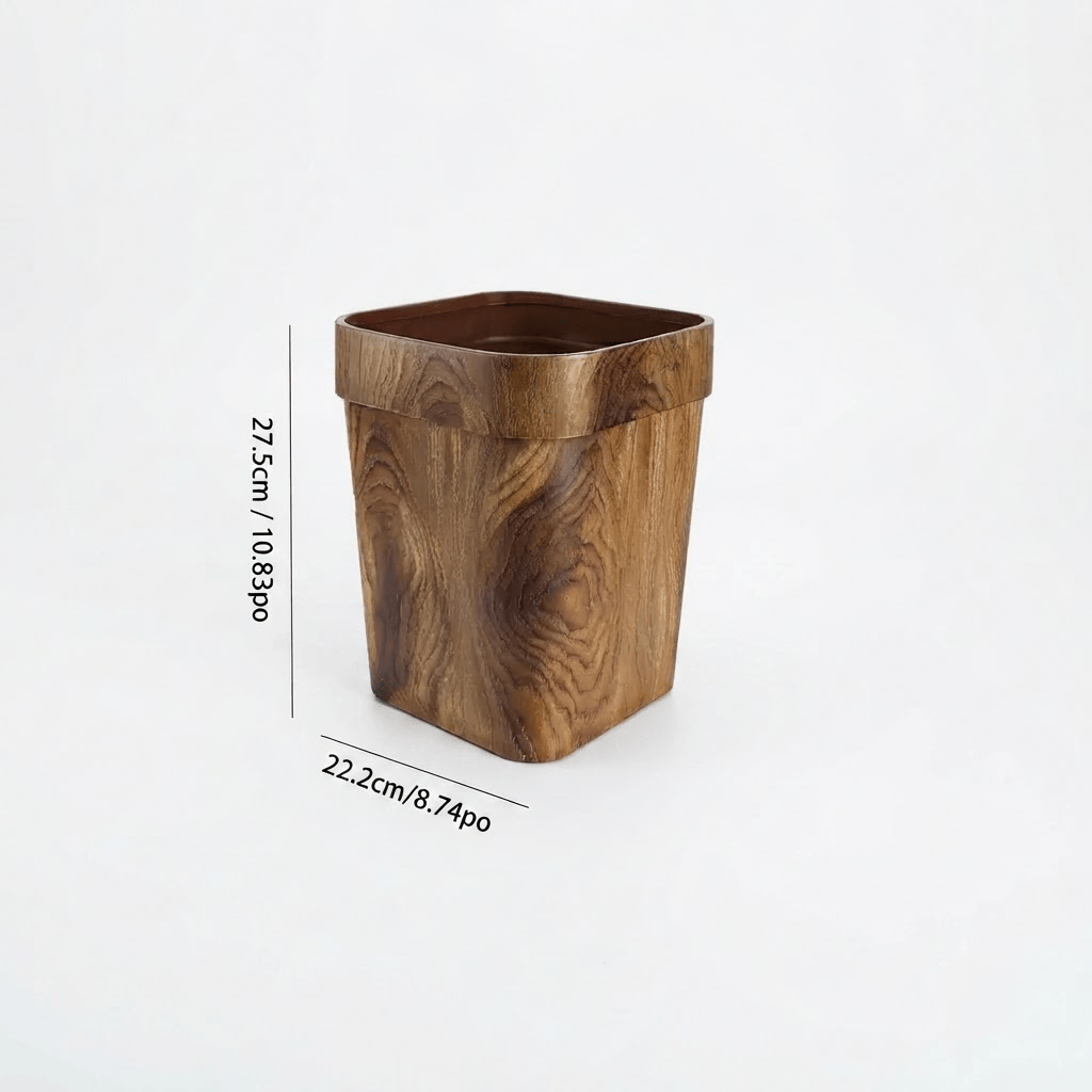 Petite Poubelle Cuisine en Bois 12L – Design Carré Élégant