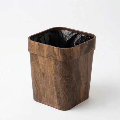 Petite Poubelle Cuisine en Bois 12L – Design Carré Élégant