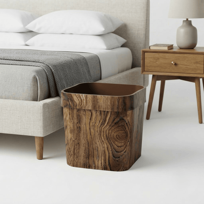 Petite Poubelle Cuisine en Bois 12L – Design Carré Élégant