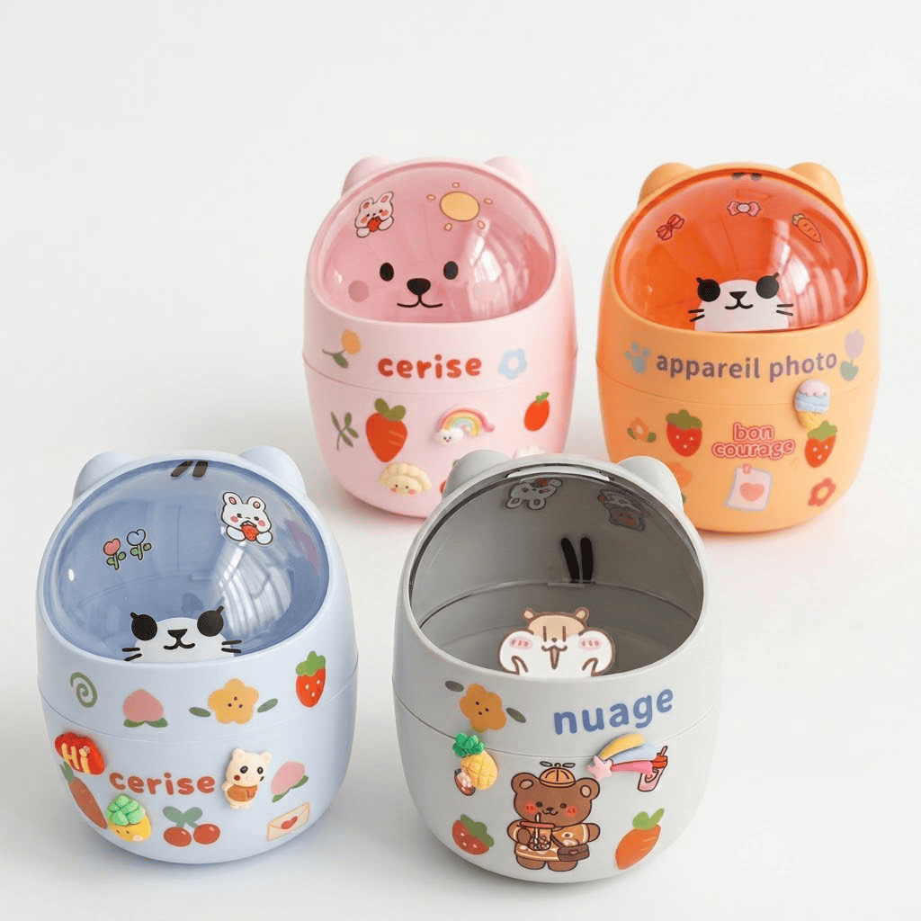 Petite poubelle de bureau Kawaii – Rangement design pour votre espace