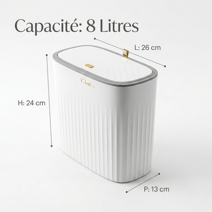 Petite poubelle de salle de bain design - Format étroit 8L
