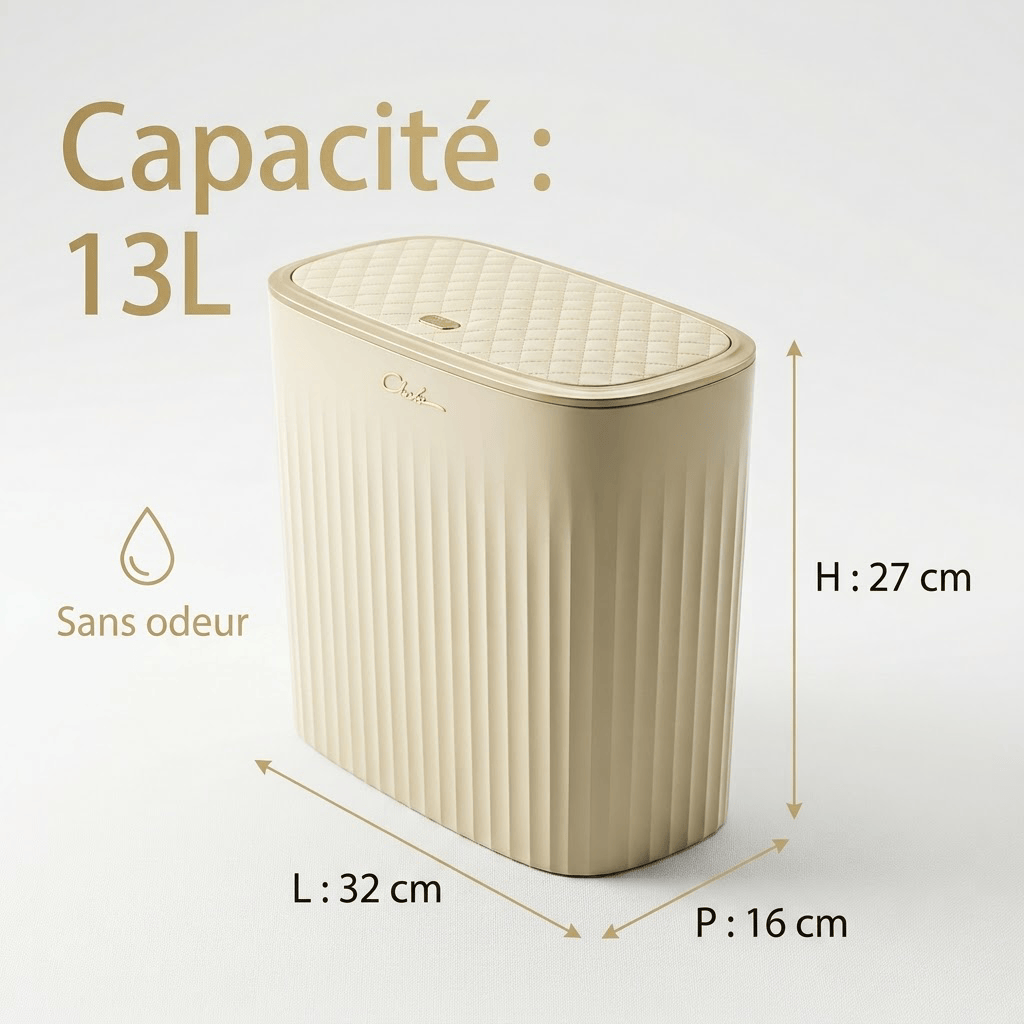 Petite poubelle de salle de bain design - Format étroit 8L
