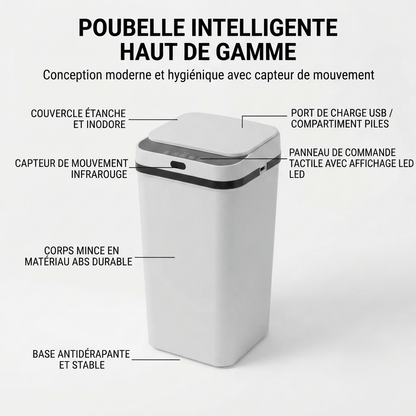 Poubelle Automatique 12L – Intelligente, Sans Contact & Design pour Cuisine ou Salle de Bain