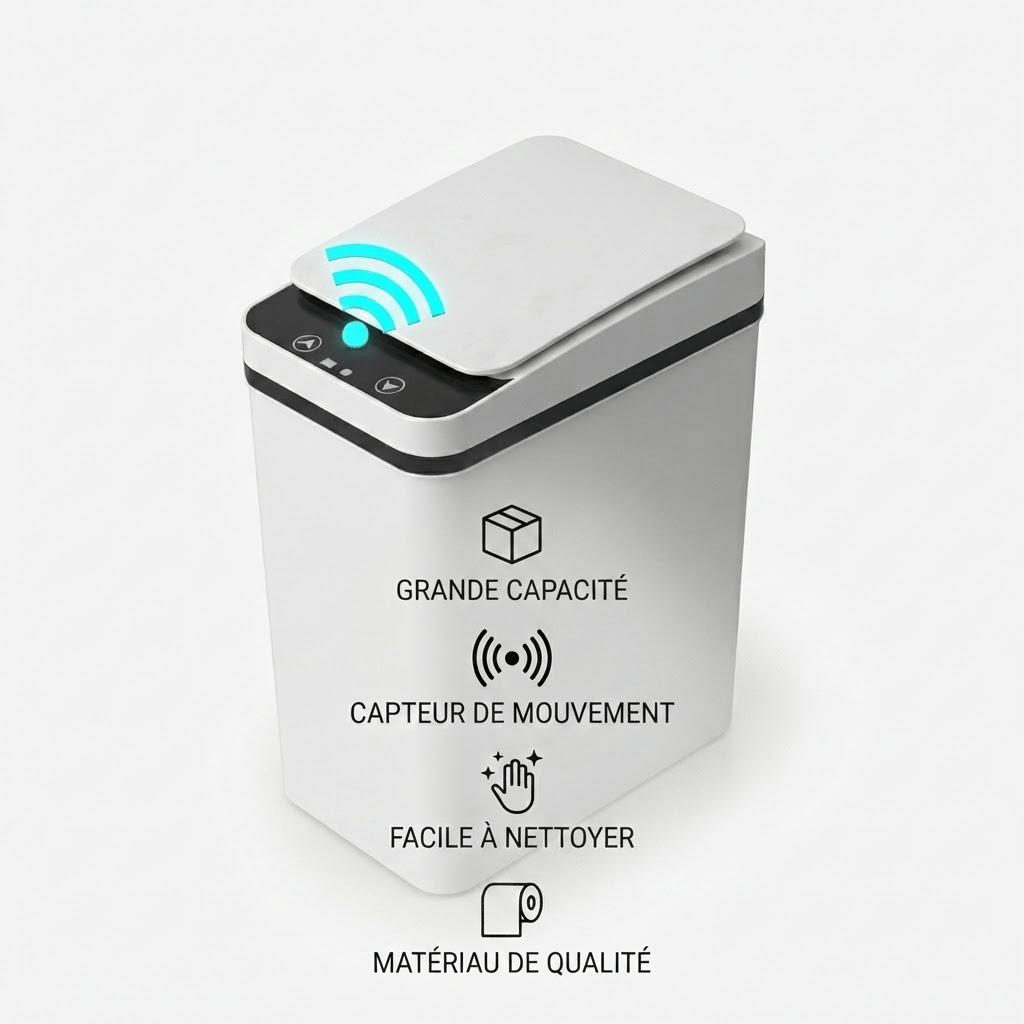 Poubelle Automatique 12L – Intelligente, Sans Contact & Design pour Cuisine ou Salle de Bain