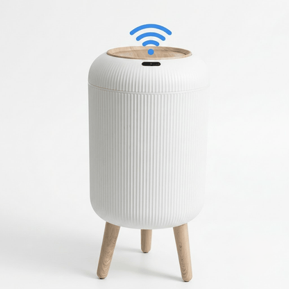 Poubelle automatique intelligente 10L - Design épuré avec pieds bois