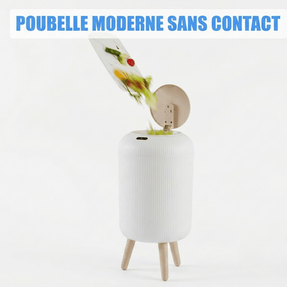 Poubelle automatique intelligente 10L - Design épuré avec pieds bois