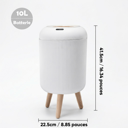 Poubelle automatique intelligente 10L - Design épuré avec pieds bois