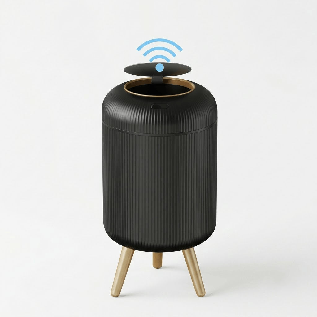 Poubelle automatique intelligente 10L - Design épuré avec pieds bois