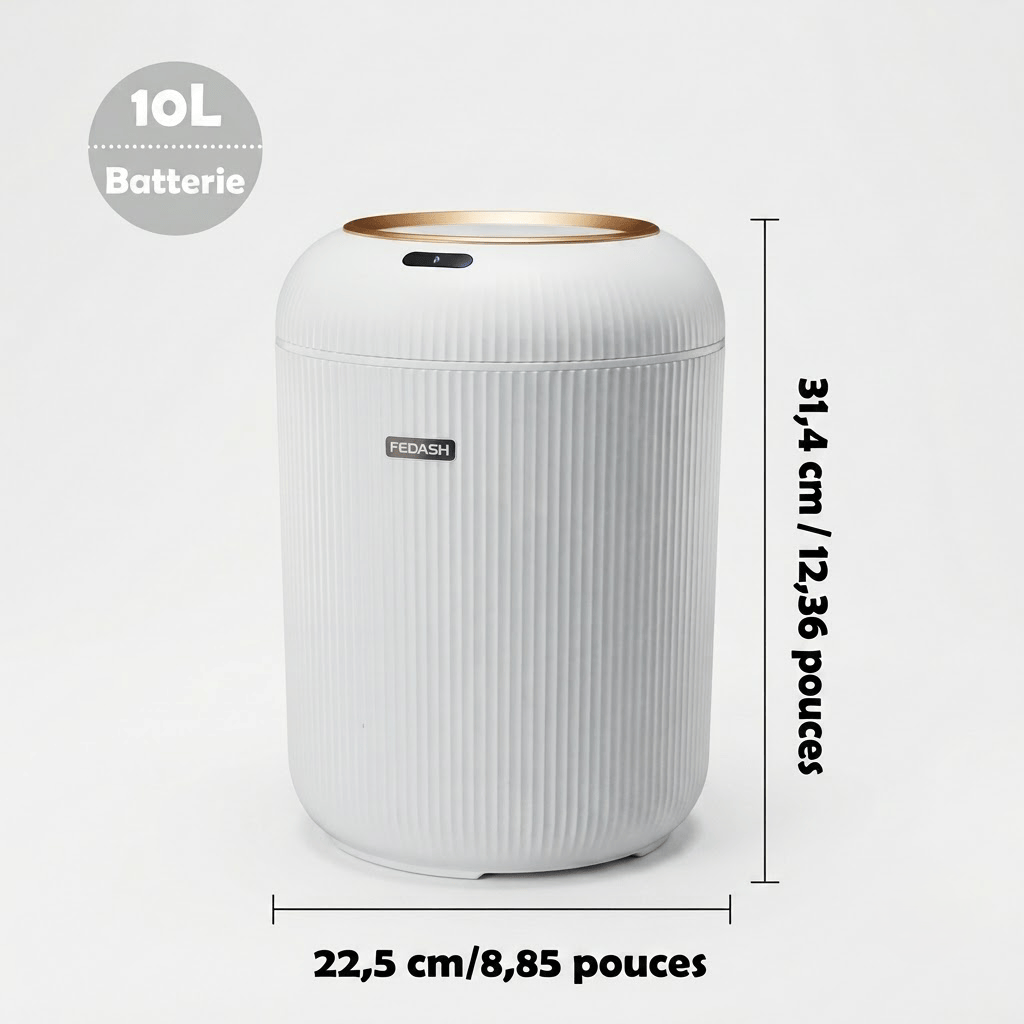 Poubelle automatique intelligente 10L - Design épuré avec pieds bois