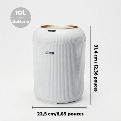 Poubelle automatique intelligente 10L - Design épuré avec pieds bois