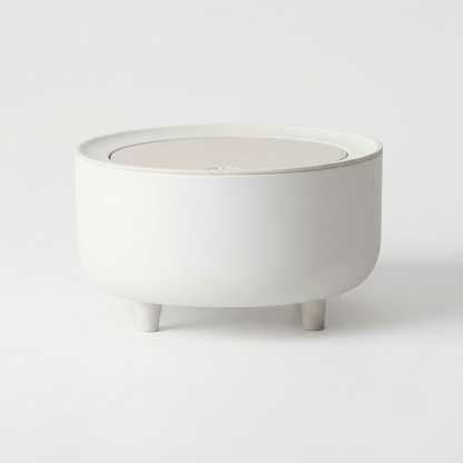 Poubelle Bureau Design Ronde avec Couvercle Effet Bois - Style Épuré