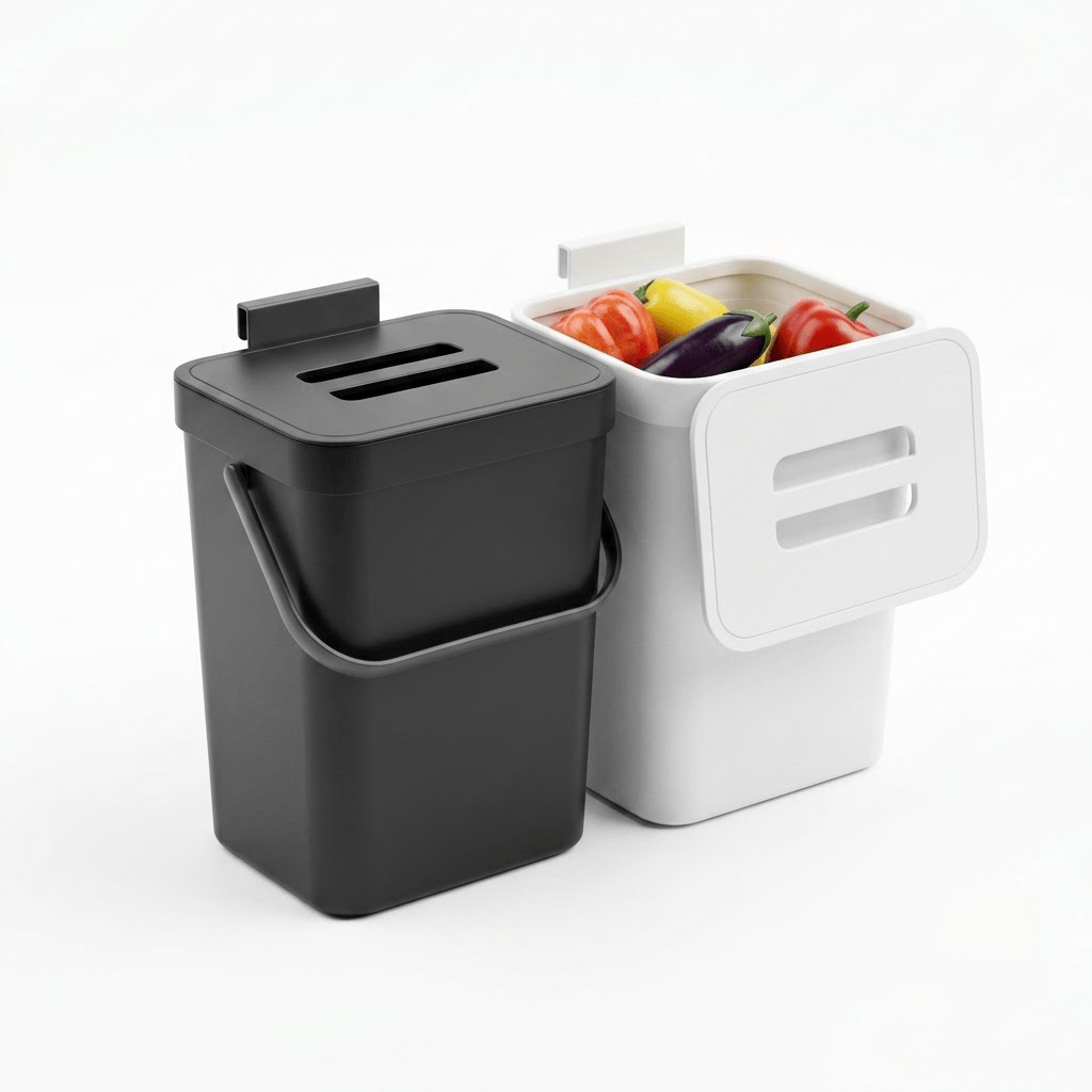 Poubelle coulissante tri sélectif 2 bacs pour meuble de cuisine