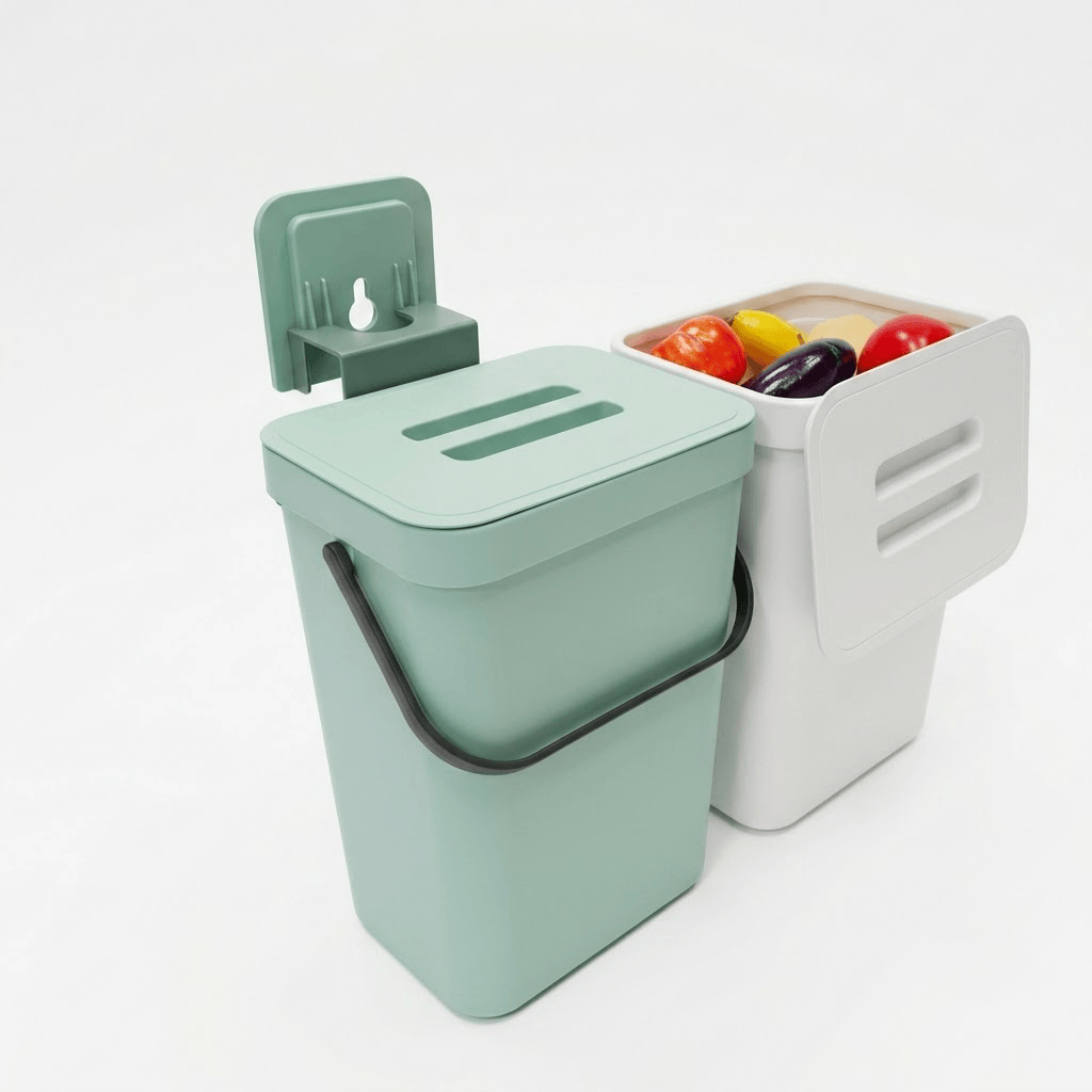 Poubelle coulissante tri sélectif 2 bacs pour meuble de cuisine