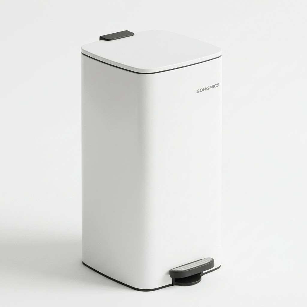 Poubelle Cuisine 30L Rectangulaire en Acier - Beige Sable - Design Élégant