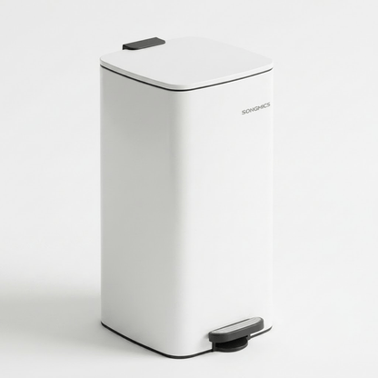 Poubelle Cuisine 30L Rectangulaire en Acier - Beige Sable - Design Élégant