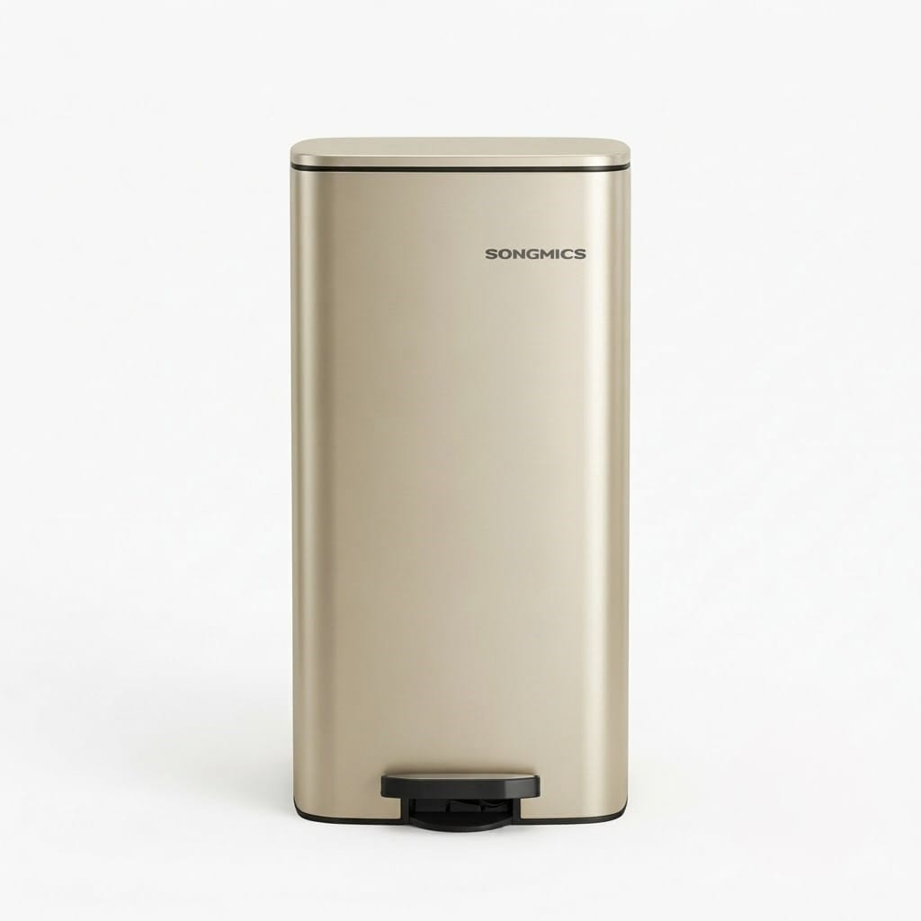 Poubelle Cuisine 30L Rectangulaire en Acier - Beige Sable - Design Élégant
