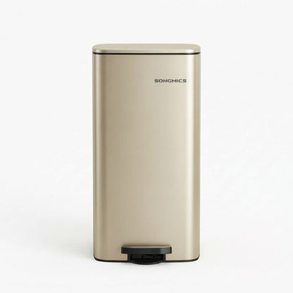 Poubelle Cuisine 30L Rectangulaire en Acier - Beige Sable - Design Élégant